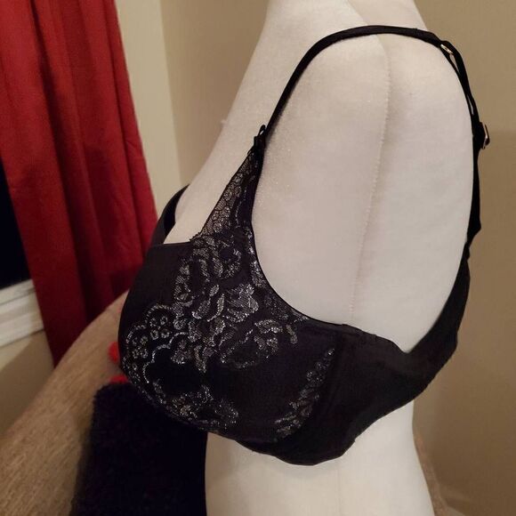 Cacique Boost Balconette Black Shimmer lace 40DDD - Picture 3 of 11